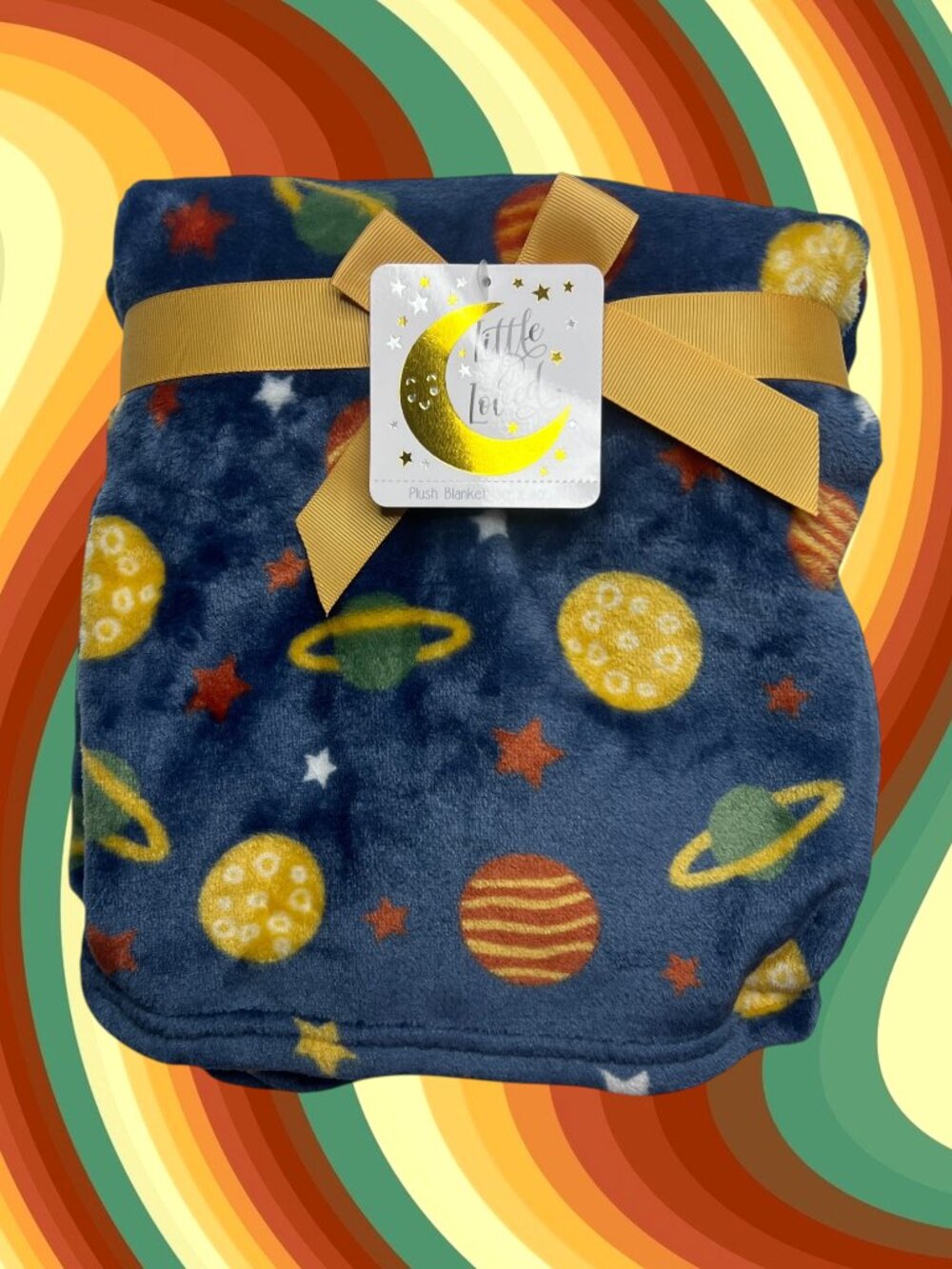 NWT Space Planets Plush Baby Blanket Stars Moon Planets Galaxy Blue Red Toddler